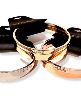 LANE BRYANT ‘Love,’ ‘Inspire’ and ‘Strength’ Engraved Metal Bangle Sets NWT​